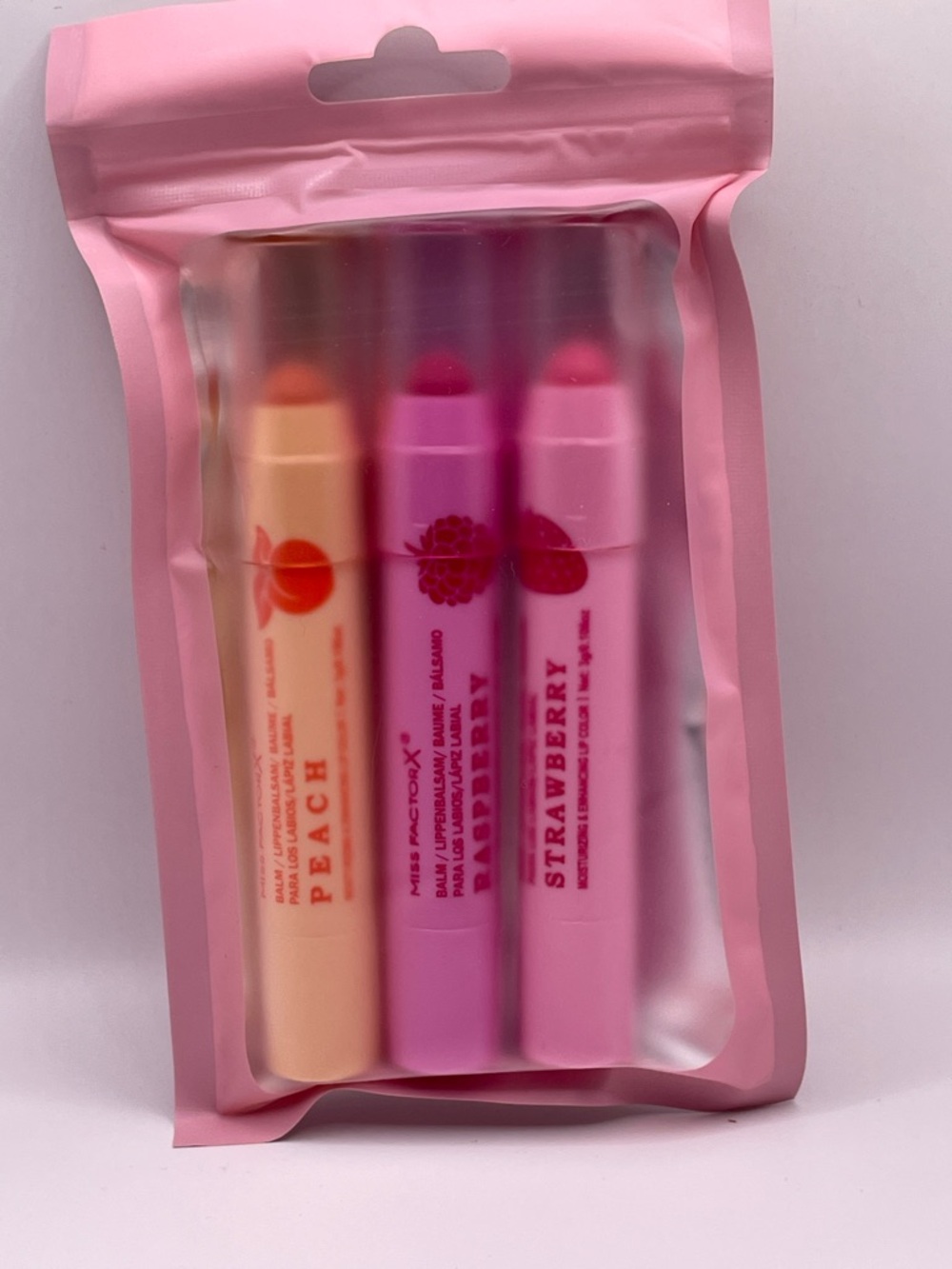 Tinted Lip Balm Trio — Peach, Raspberry & Strawberry Hydrating Balms